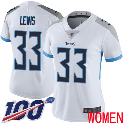 Tennessee Titans Limited White Women Dion Lewis Road Jersey NFL Football #33 100th Season Vapor Untouchable->tennessee titans->NFL Jersey